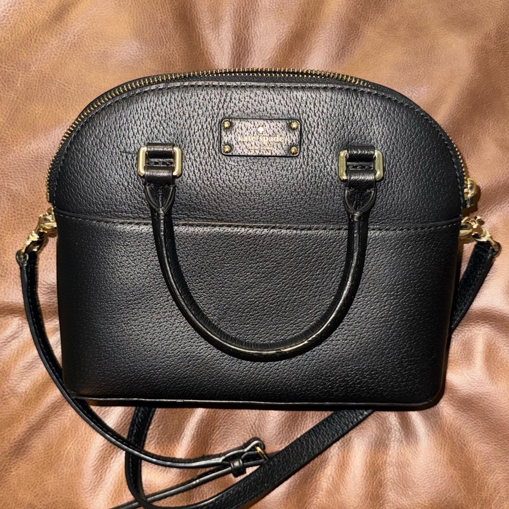 Kate Spade Black and Gold Crossbody Bag with Dome Silhouette